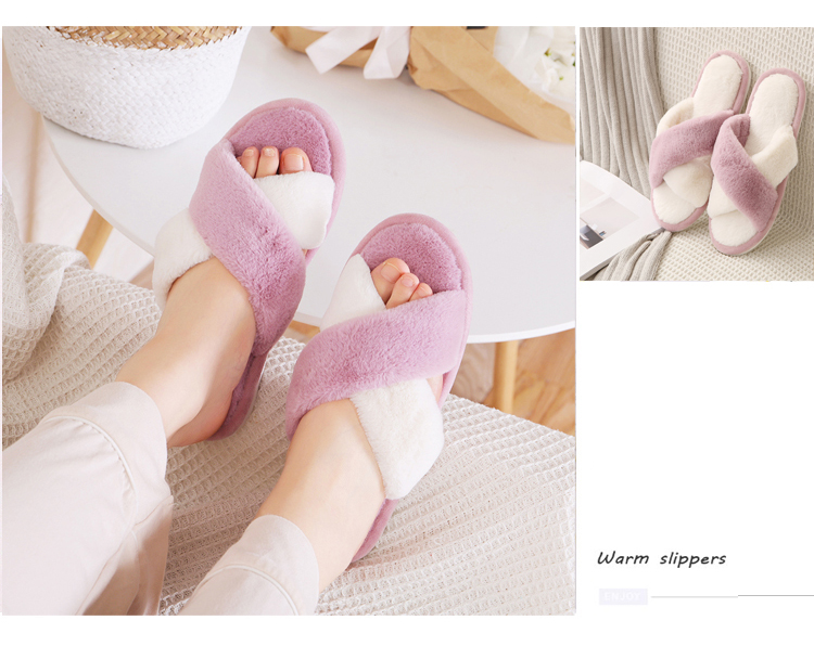 Non-slip fluffy Plush ladies slippers 