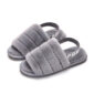 Elastic Belt Women's Open Toe Fur Slippers Winter Antiskid Plush Slippers