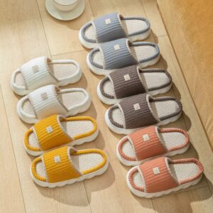 Spring and autumn simple Eva thick linen slippers